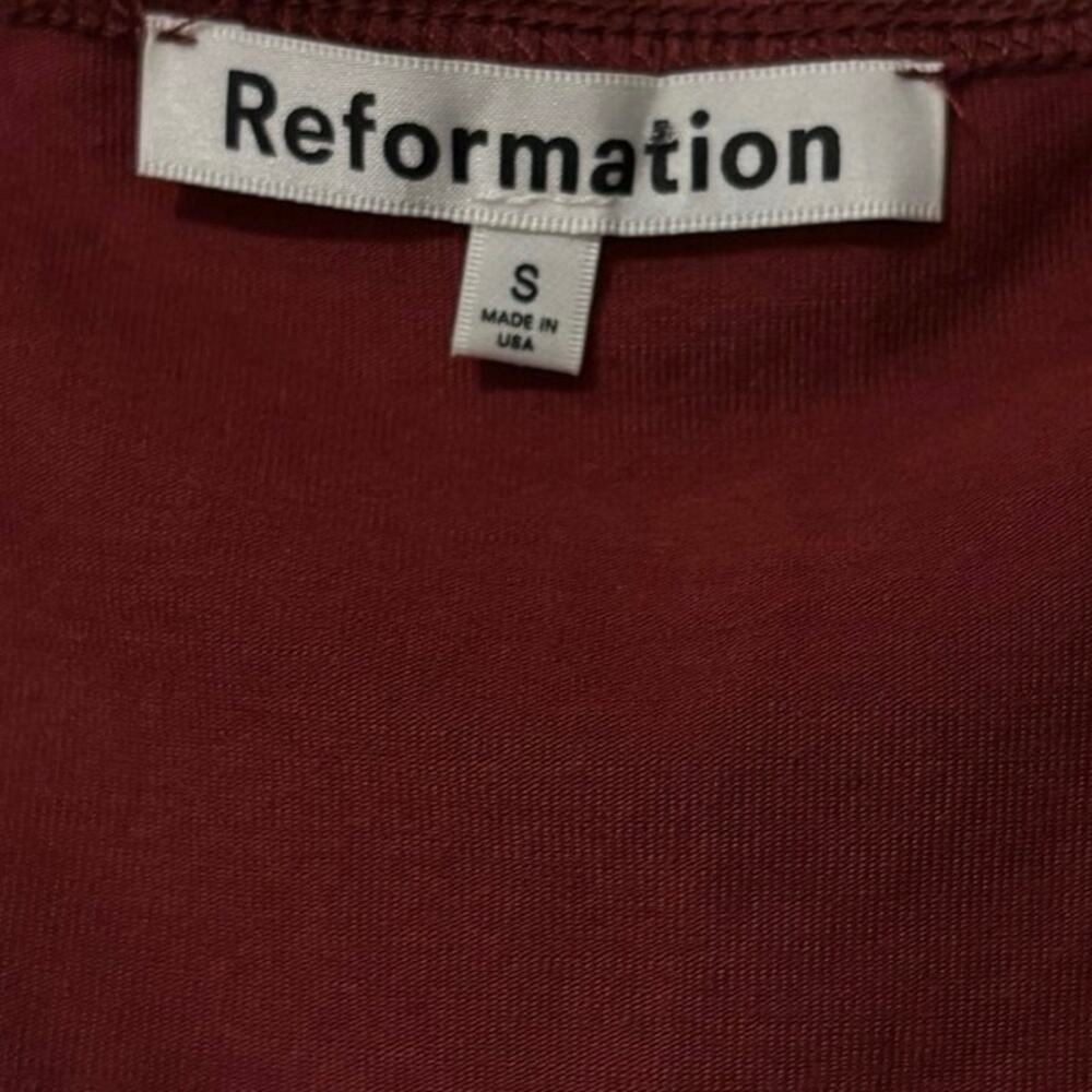 Reformation Burgundy Long Sleeve Flare Mini Dress Size Small - Picture 3 of 6